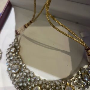 Elegant traditional Indian Kundan Gold and white sapphire Women's Necklace